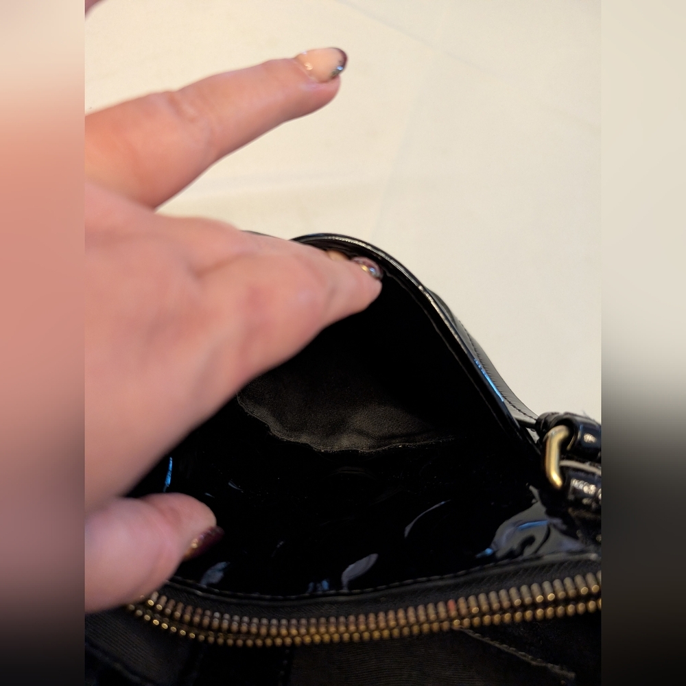 Coach Black Patent Leather Peyton Op Art Double Zip Satchel Excellent Condition - Picture 5 of 16